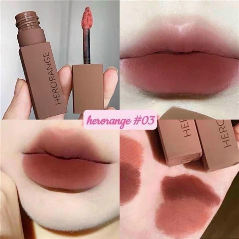 Son Kem HERORANGE Kiểu Dáng Vuông Mềm Mịn Lâu Trôi Chống Thấm Nước Chống Khô Môi Nội Địa Trung