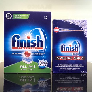 combo hộp muối rửa bát Finish và hộp viên rửa bát Finish 52 viên