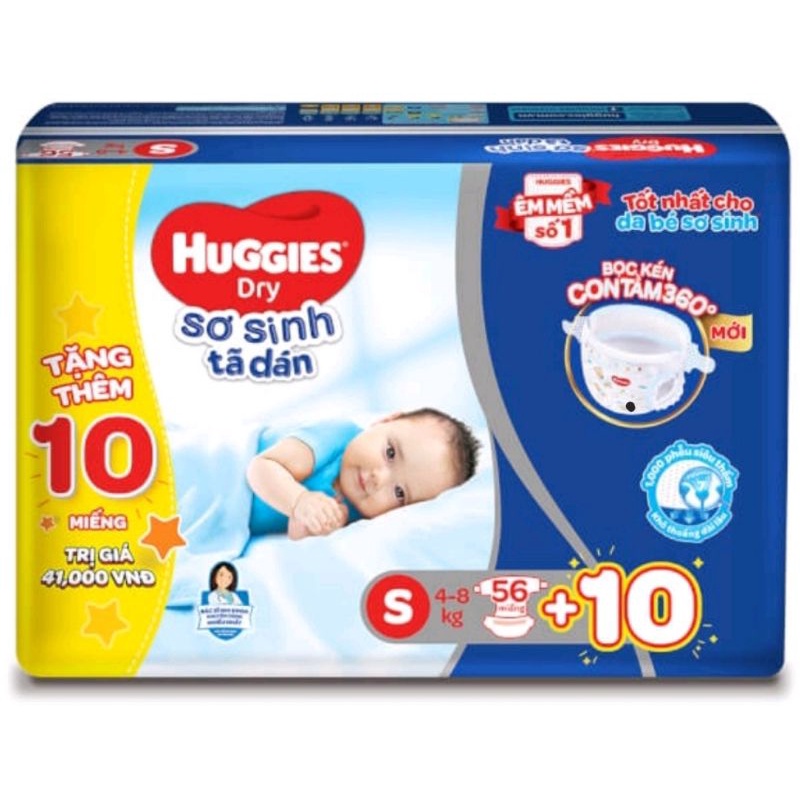 Tả lót Huggies Nb1, Nb2.Dán Nb74+10m,S56+10m,S80+10m