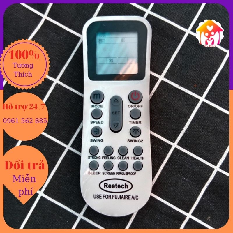 Điều Khiển Điều Hòa Máy Lạnh REETECH  Bụng Cong Mặt Đen