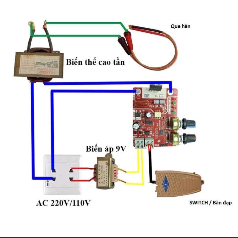 Mạch time 100A, mạch điều chỉnh máy hàn cell pin dùng biến áp