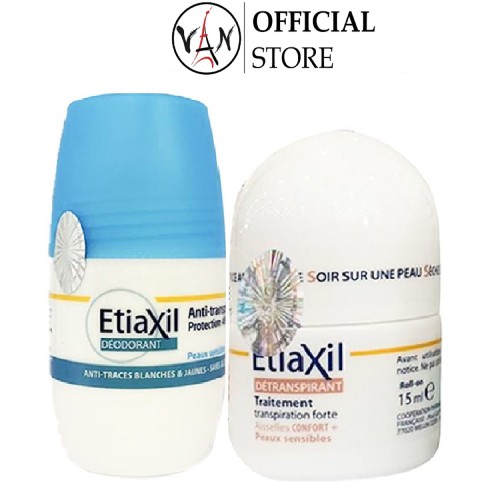 [Combo Etiaxil ] Lăn khử mùi dành cho da siêu nhạy cảm 15ml và lăn khử mùi hằng ngày 50ml