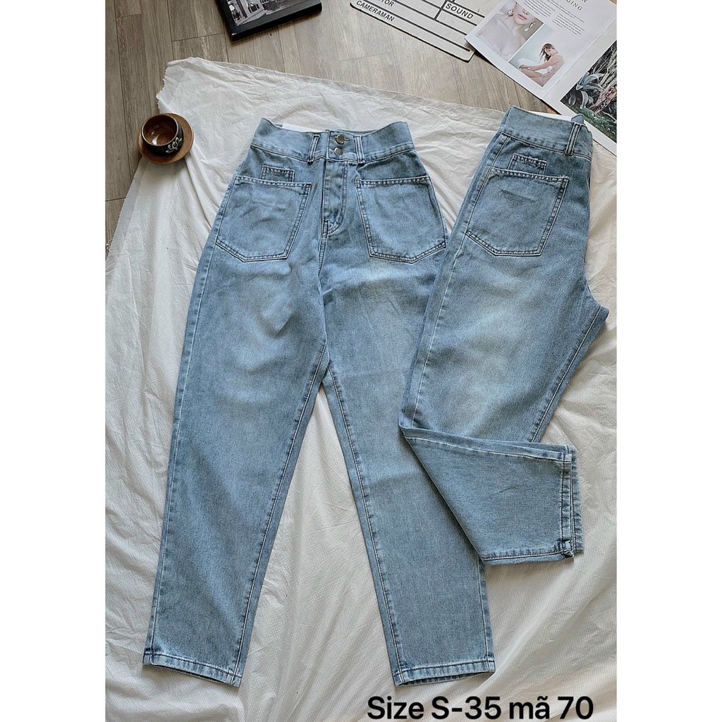 Quần jean baggy nữ lưng cao bigsize kiểu quần bò baggy hàng VNXK MS70 thời trang bigsize 2KJean