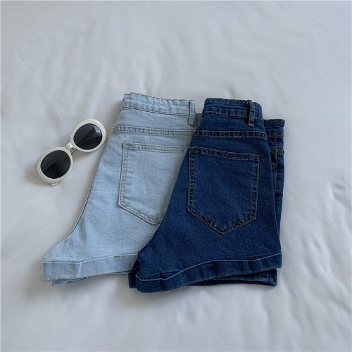 DUNEA Quần short denim lưng cao ống rộng thời trang cá tính cho nữ