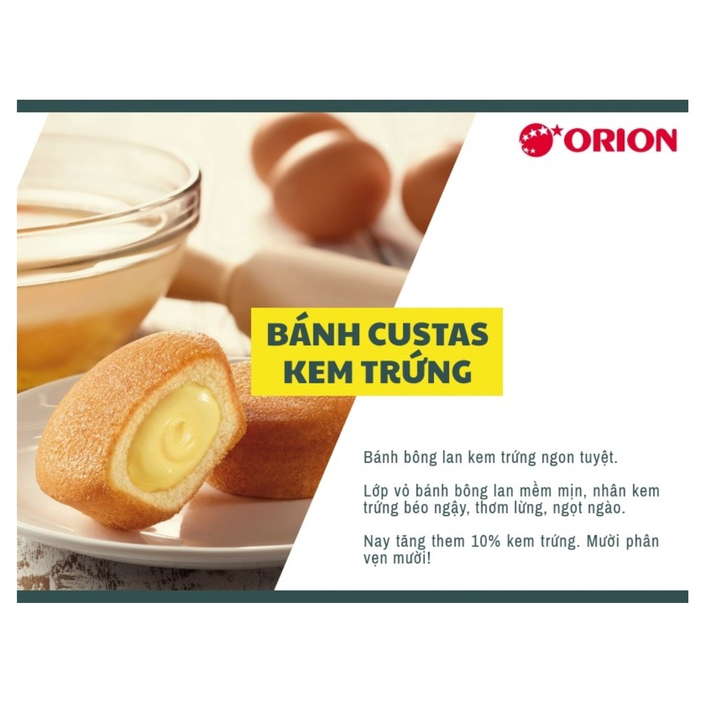 Bánh Bông Lan Custas Orion Nhân Kem Trứng (Hộp Lớn 12 Cái 282g)