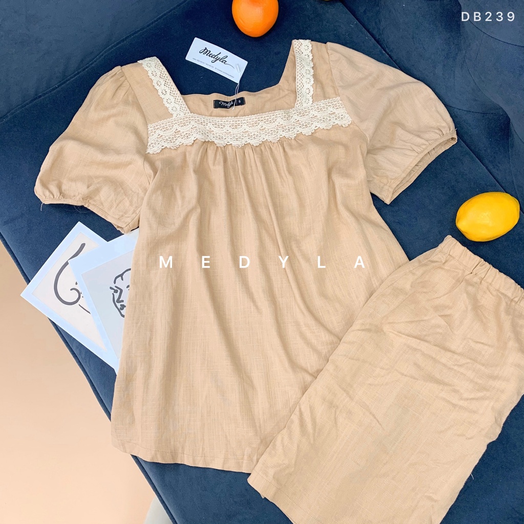 MEDYLA - Bộ đồ bầu mặc nhà mùa hè linen chất mát mặc được sau sinh - DB239
