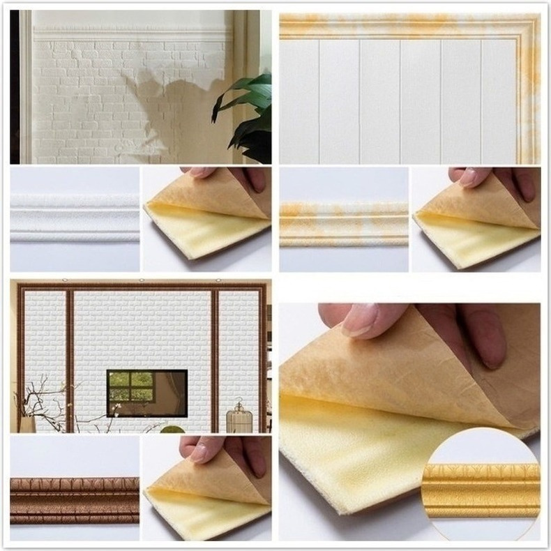 Cuộn Xốp 3d Dán Viền Tường Trang Trí Nội Thất Phong Cách Âu Mỹ