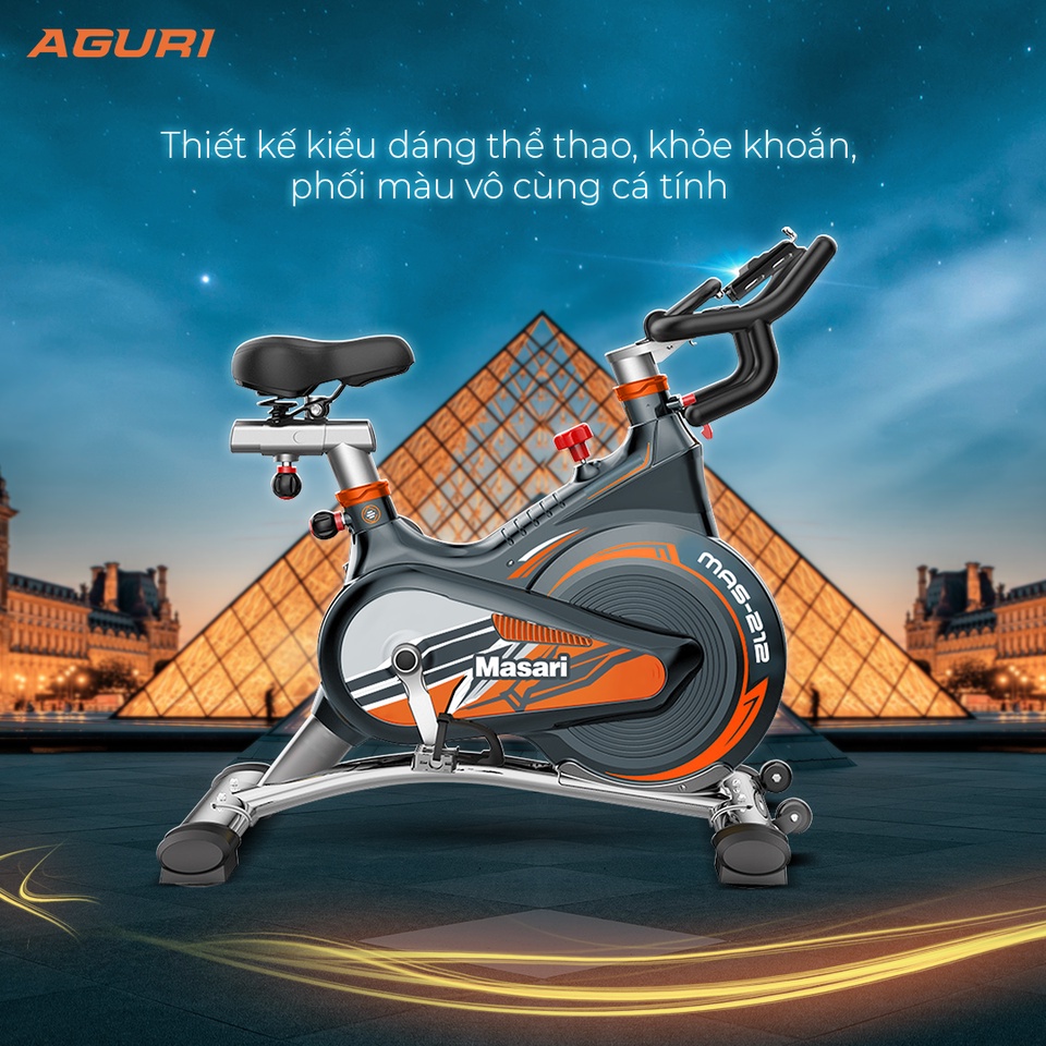 Xe đạp tập tại nhà AGURI MAS-212 màu sắc cá tính, kiểu dáng thể thao, khỏe khoắn