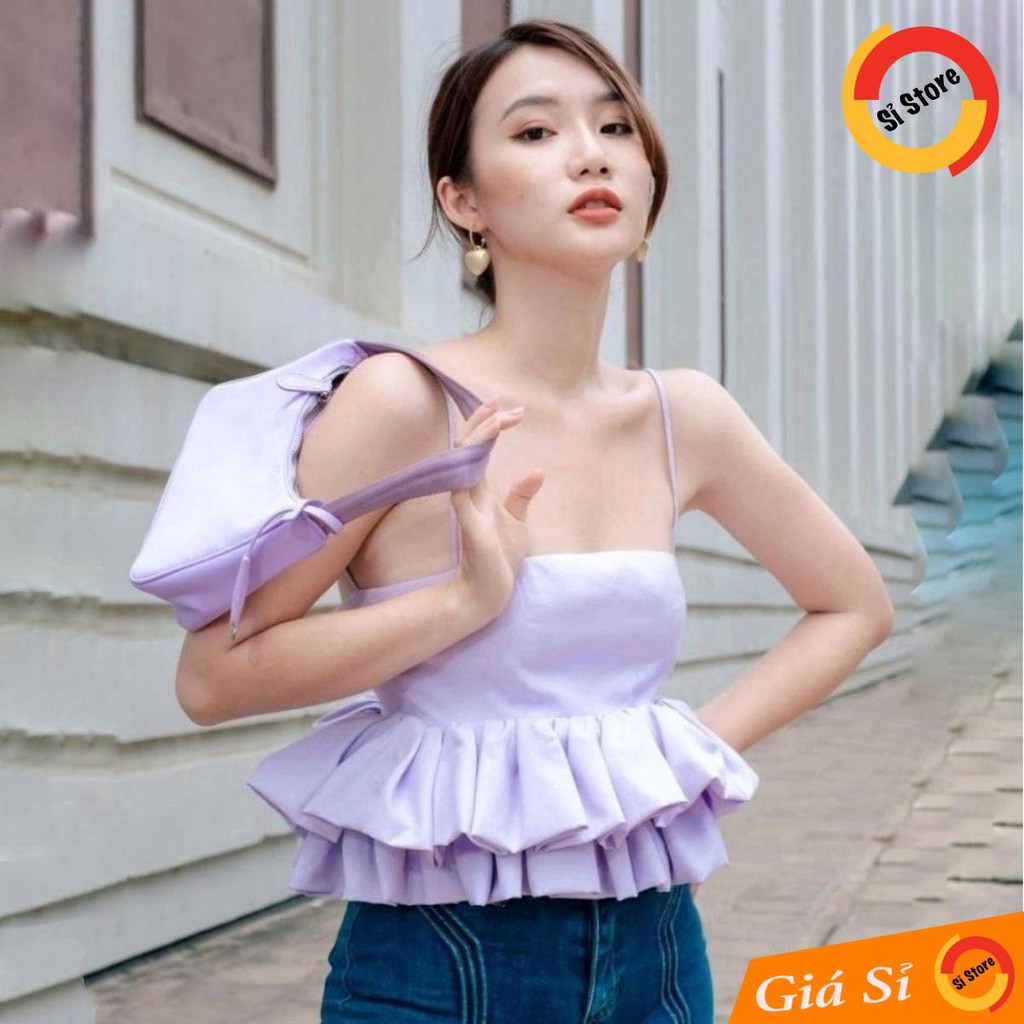 Áo Croptop Bèo Eo (TÍM)
