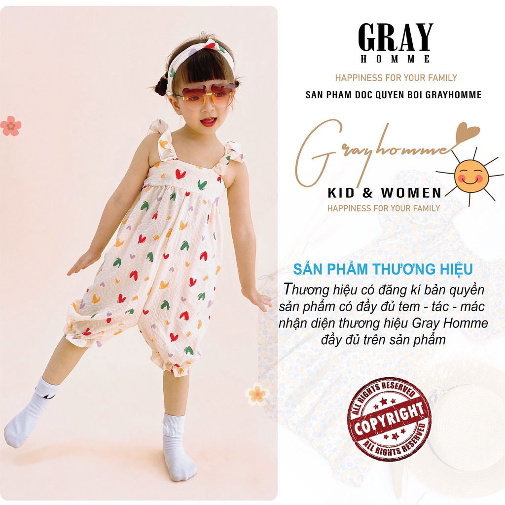Váy JUMSUIT Bé Gái Nhiều Màu GRAYHOMME Chất Linen mềm nhẹ, kháng khuẩn, siêu mát, cử động thoải mái JUM001
