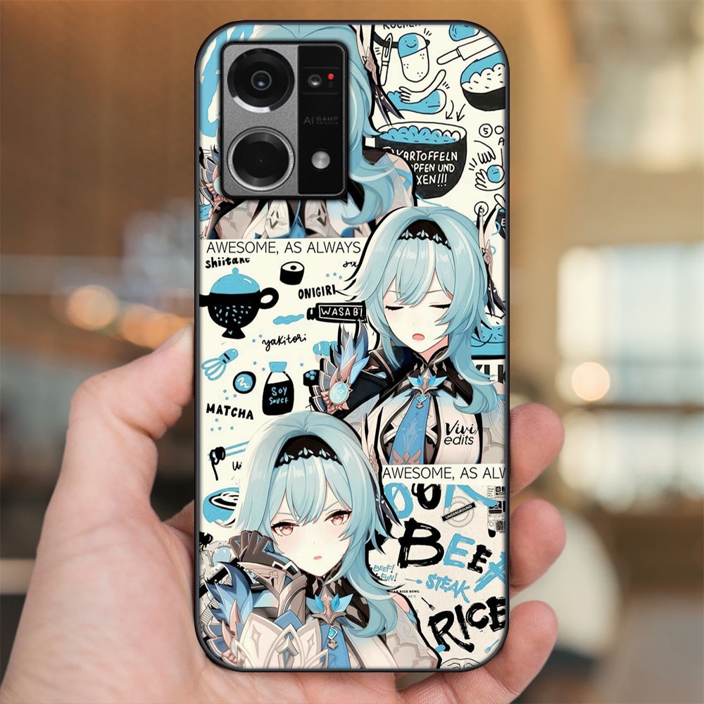 Ốp lưng Oppo Reno 7 4G viền đen in hình Eula Genshin Impact