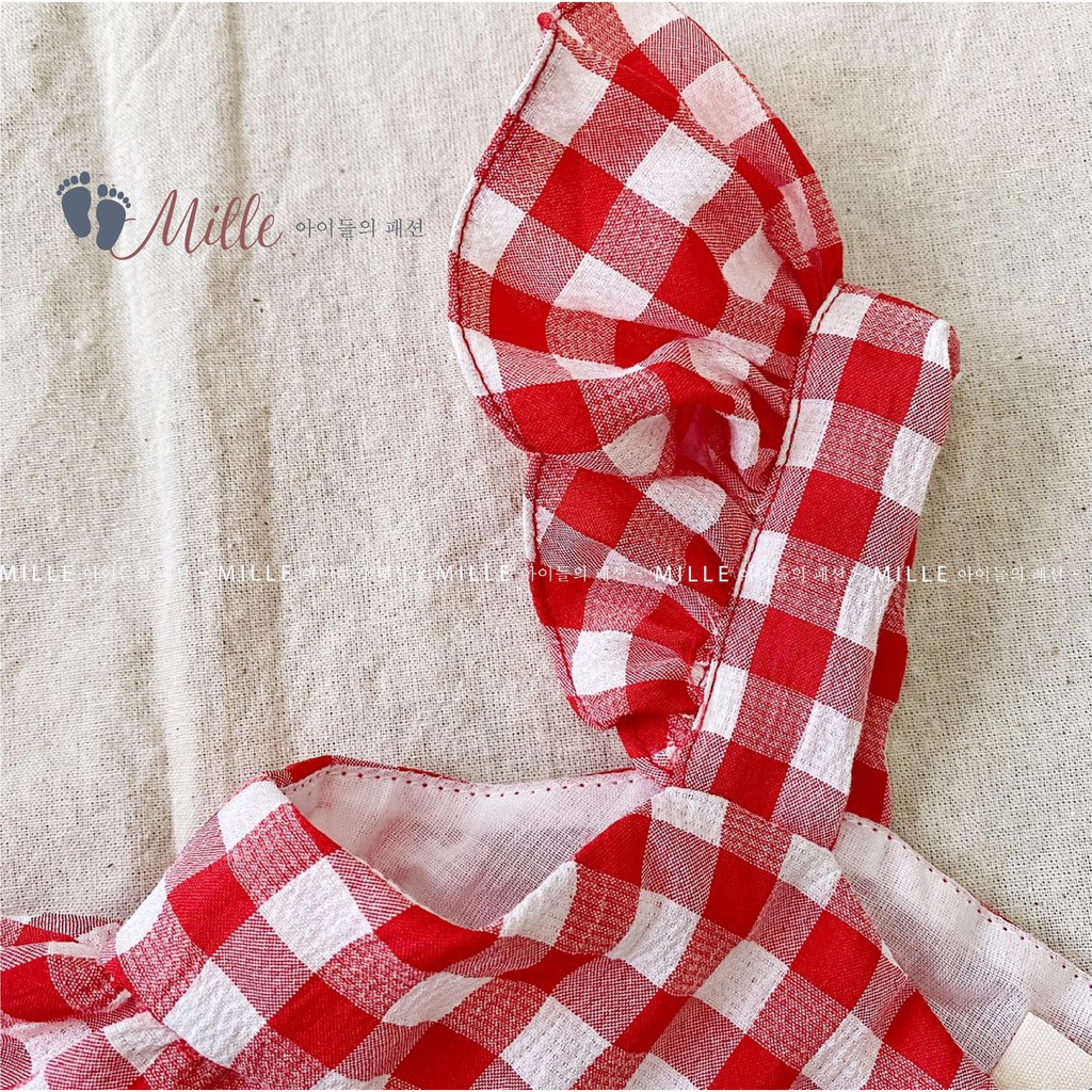 Váy Bé Gái Kẻ Thô Đũi GINGHAM Siêu Mát Hot Nhất Hè 2020