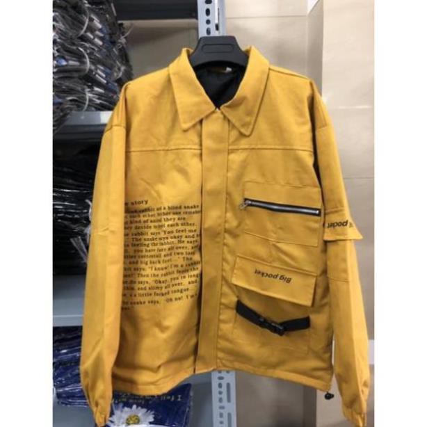 Áo Khoác Jean Kaki TÚI DÂY KÉO 2 MÀU Unisex