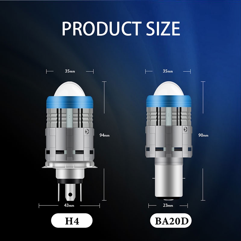 Đèn pha Kevanly bóng LED màu kép H4 BA20D cho xe máy