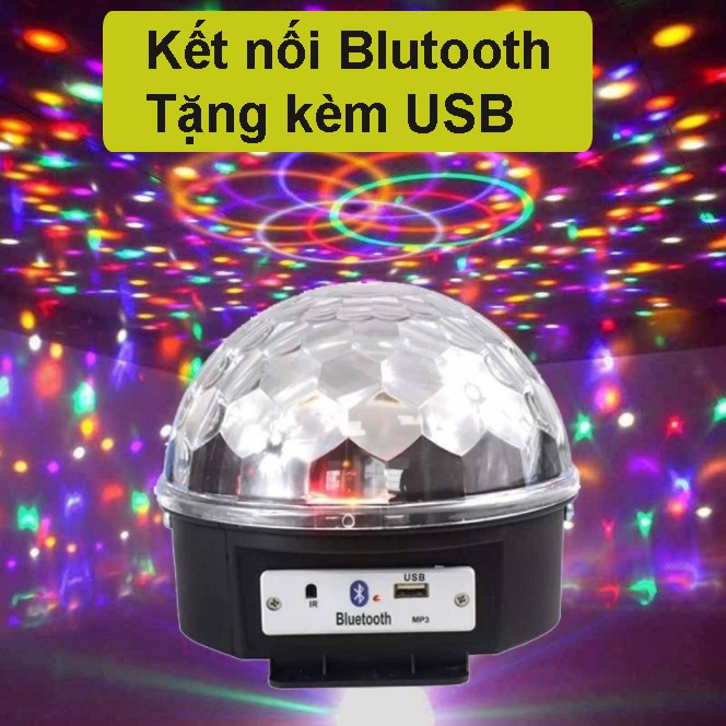 Đèn LED xoay vũ trường 7 màu cảm ứng âm thanh Blutooth có USB và remote, Đèn LED nháy theo nhạc