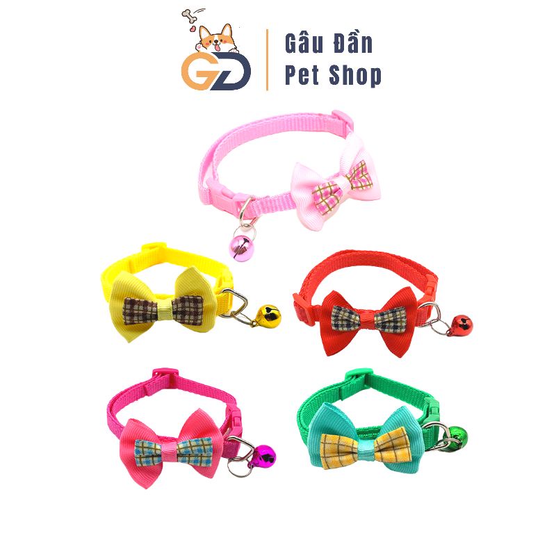 Vòng Cổ Chó Mèo - Vòng Cổ Nơ Phối Ca Rô Cho Chó Mèo