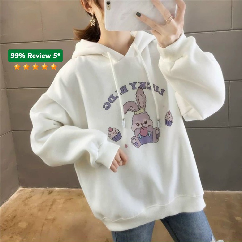 Áo Hoodie nữ có nón phối Tai Thỏ xinh xắn, siêu dễ thương KN03