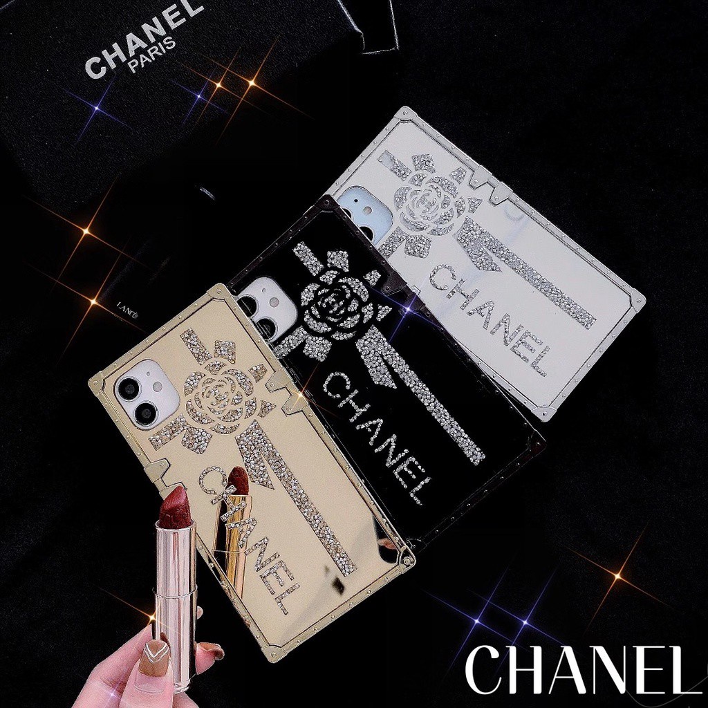 Ốp Điện Thoại Mềm Lấp Lánh Hình Vuông Họa Tiết Chanel Cho iphone 12 11 13 Pro Max 7 8 Plus X XS XR SE