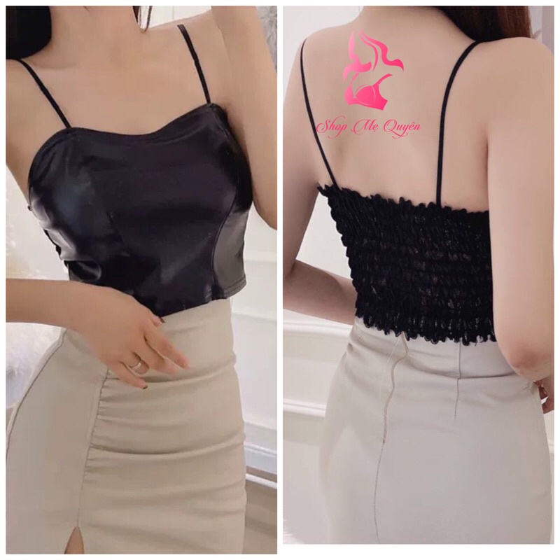Áo bra Da nữ, áo 2 dây croptop kèm mút gợi cảm, lưng bo chun co dãn thoải mái, áo yếm sexy