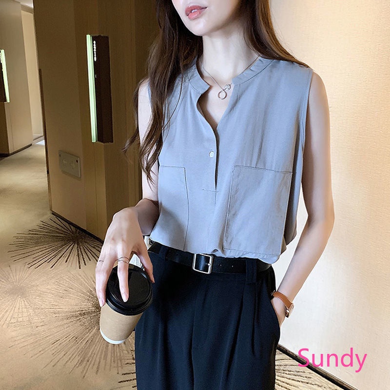 Áo Chiffon Không Tay Dáng Rộng Plus Size