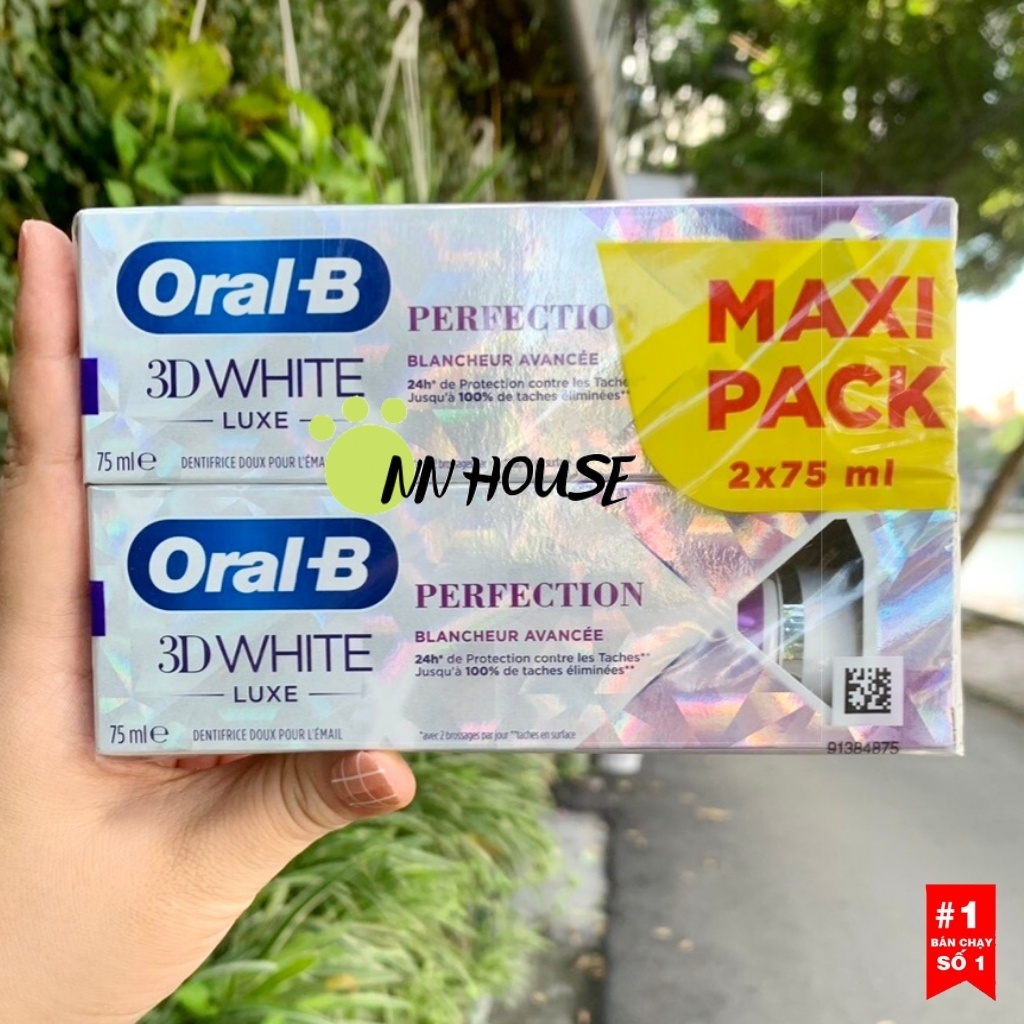 Kem đánh răng Oral b 3D White Luxe Perfection làm trắng răng ố vàng - kđr oralb hàng Pháp chăm sóc răng miệng NN HOUSE