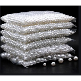 25gam Hạt Bẹt, Hạt Ngọc Trai Nhựa Không Lỗ 4mm, 5mm, 6mm, 8mm, 10mm