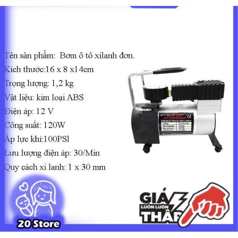 BƠM Ô TÔ - XE MÁY Mini 12V - 220V 150Psi cắm cổng sạc xe hơi - Có đồng hồ đo áp suất - BH 6 tháng [Mã FASHION] [Mã FREES