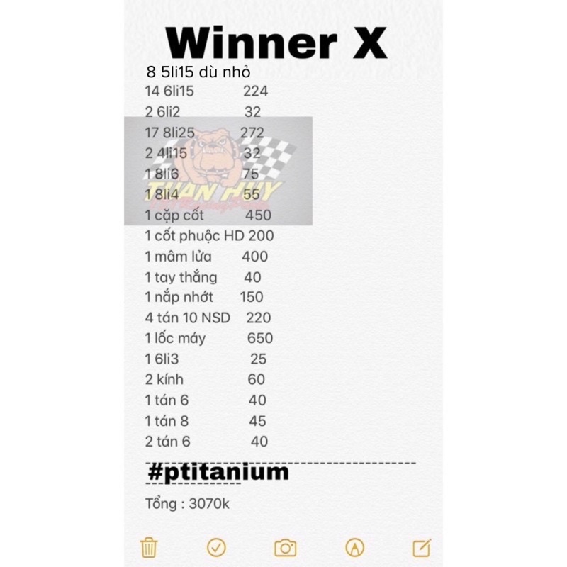 Full xe ốc titan gr5 cho ex150 winner x winner v1 tặng kèm bộ lục giác bông