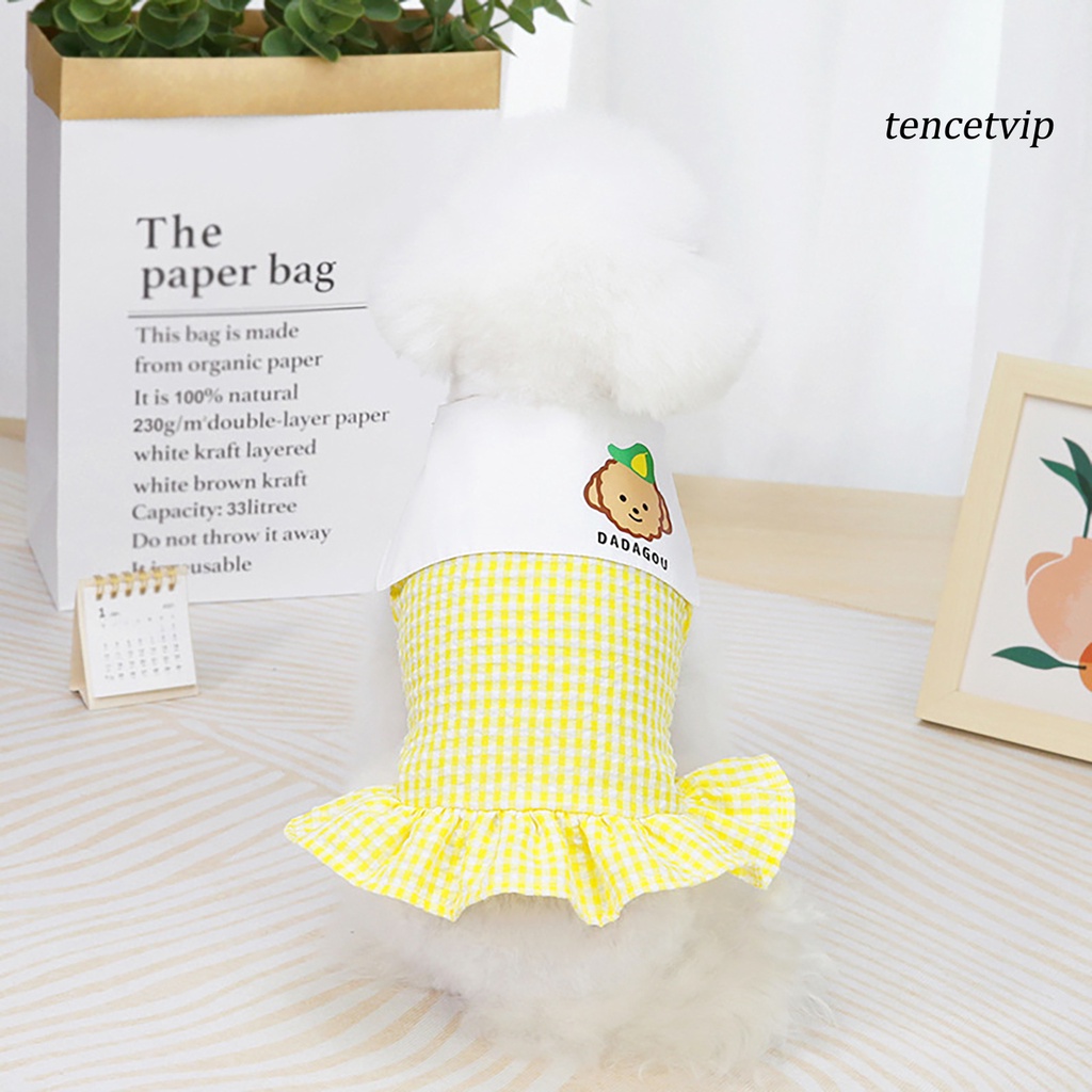 Đầm cotton họa tiết kẻ sọc đính nút in hình chú khỉ dễ thương thời trang xuân hè cho cún cưng