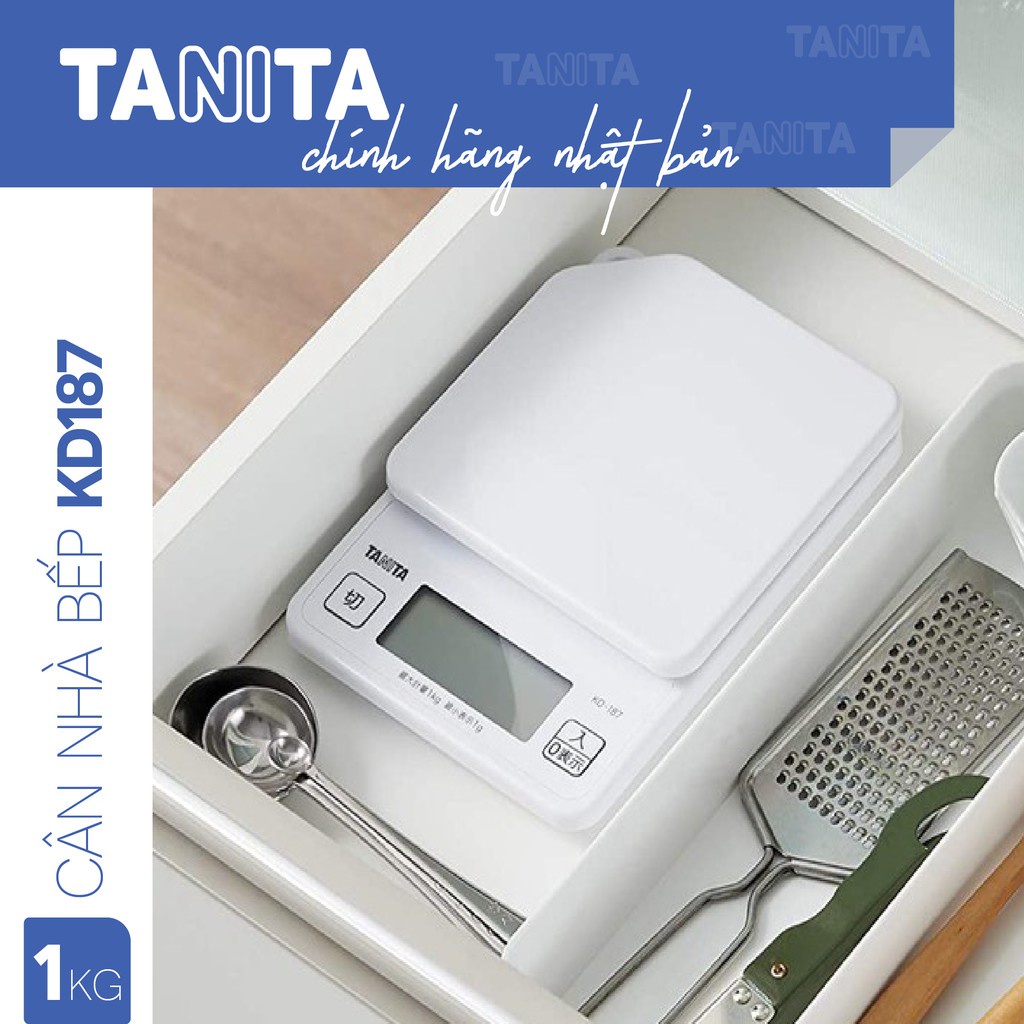 Cân nhà bếp tiểu ly TANITA KD187(1kg-1g),chính hãng nhật bản,dùng cho làm bánh,thiết kế mini nhỏ gọn,bền,chính xác