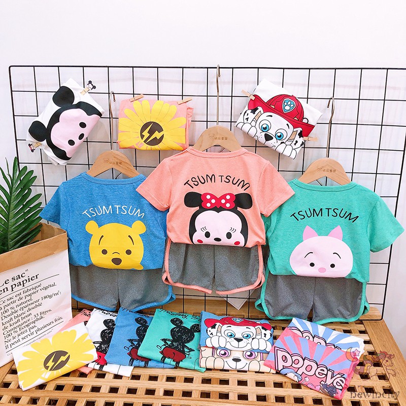 Áo Thun Tay Ngắn Và Quần Đùi In Hình Chuột Mickey Đáng Yêu Cho Bé
