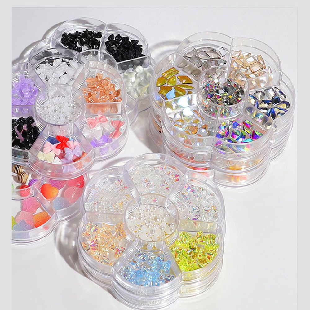 Bộ Phụ Kiện Hạt Kim Loại Hình Nơ Đính Trang Trí Móng Tay DIY|Gấu Aurora 3D|Ngọc Trai