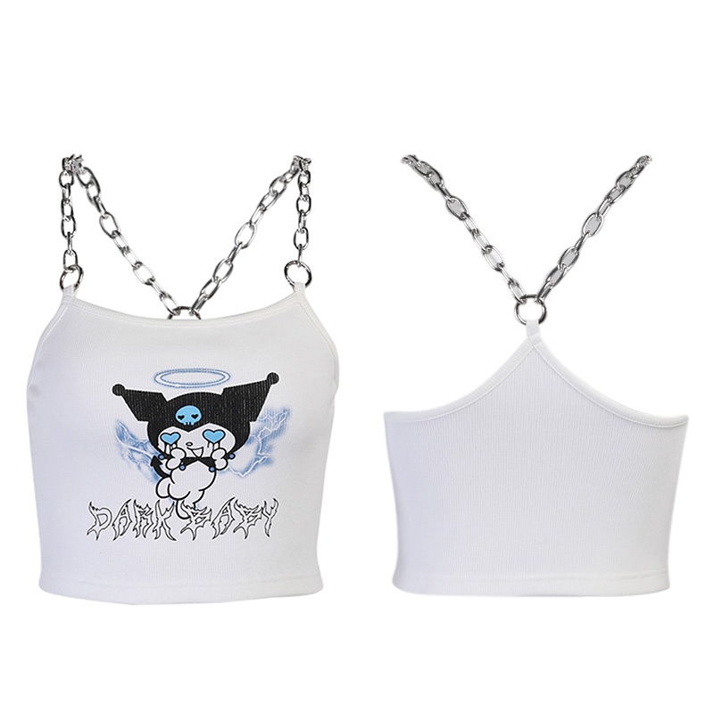 Áo Croptop Hai Dây In Họa Tiết Anime Xinh Xắn Dành Cho Nữ