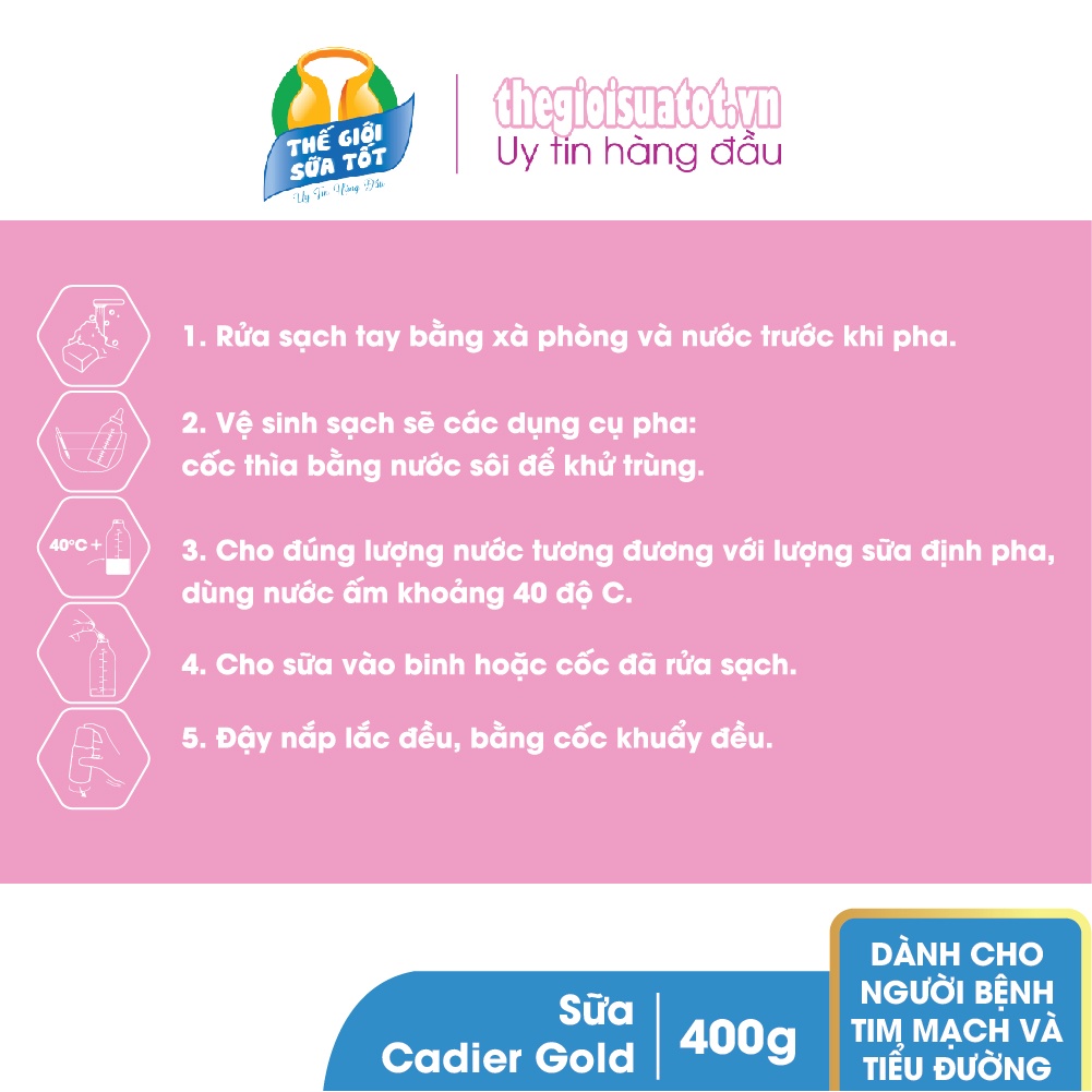 Sữa Bột Cadier Gold 400g Sản Phẩm Dinh Dưỡng Dành Cho Người Bị Tim - DATE MỚI