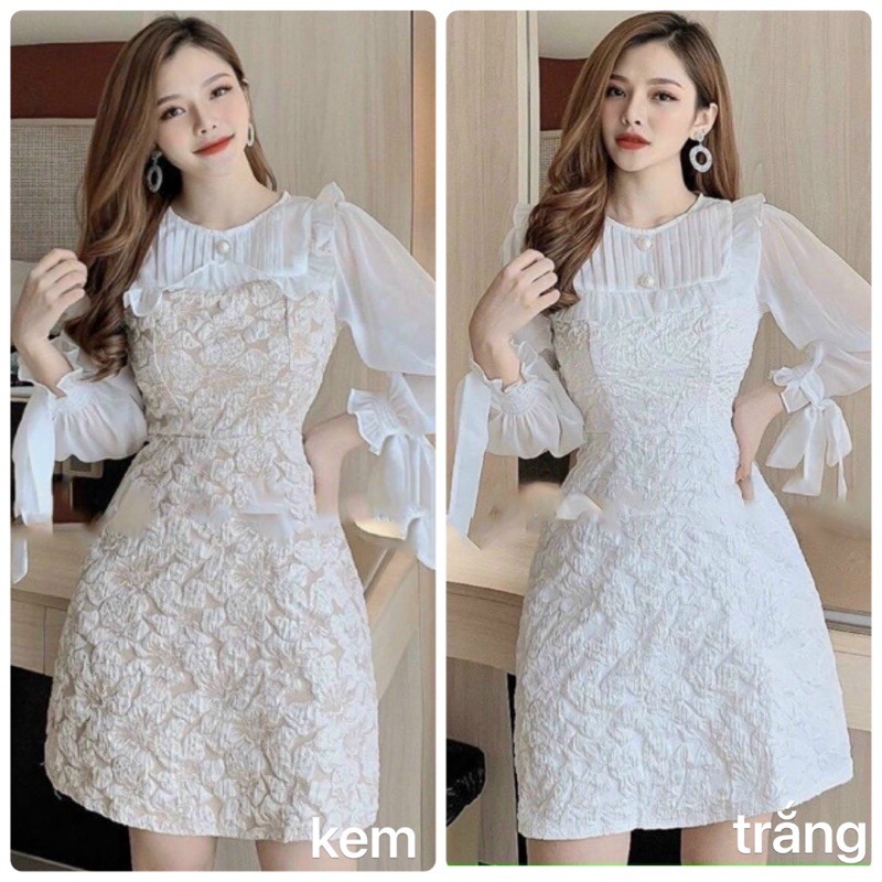 ĐẦM GẤM TAY VOAN PLI NGỰC (KÈM VIDEO HÌNH THẬT) | BigBuy360 - bigbuy360.vn