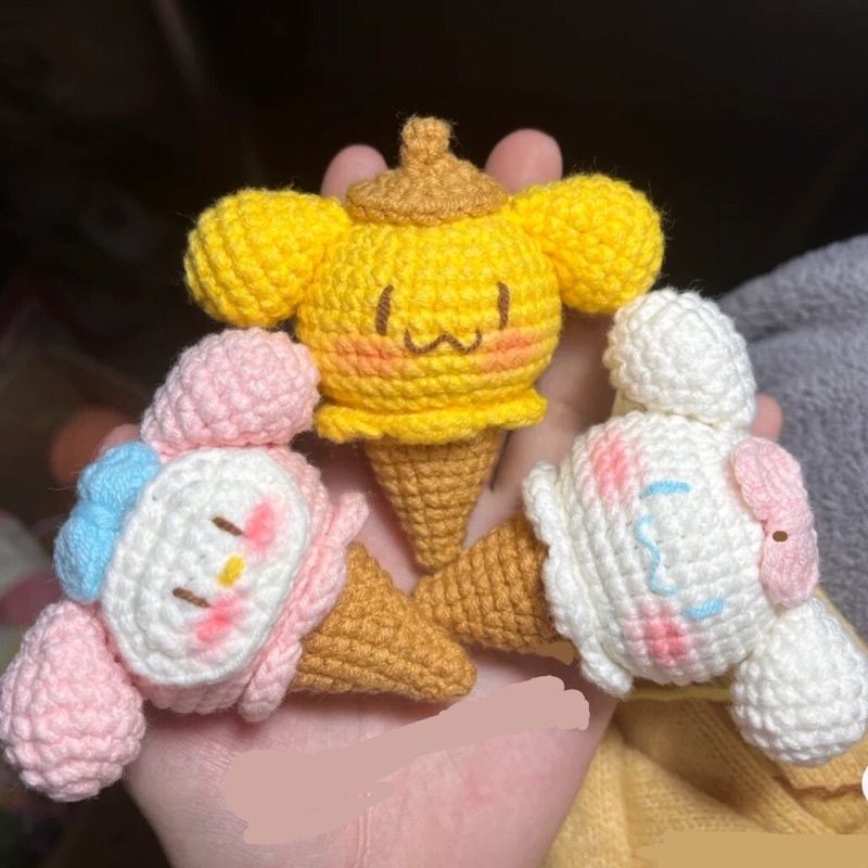 Móc khoá cây kem Sanrio My Melody/Pom Pom Purin/Cinnamoroll đáng yêu treo ba lô túi xách