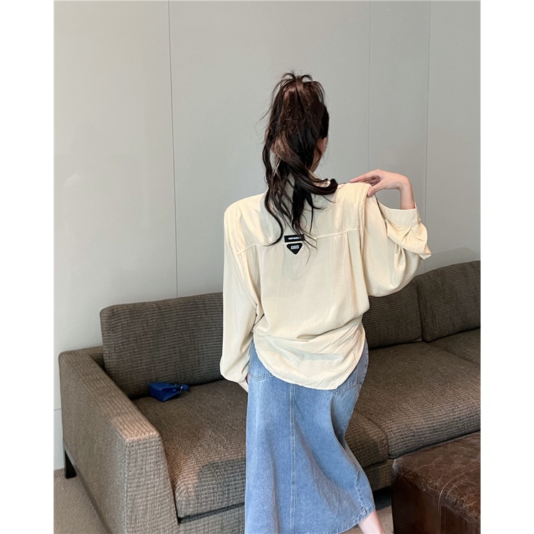Bộ Áo Hai Dây + Áo Sơ Mi Tay Dài Chống Nắng + Chân Váy Denim Xẻ Tà Lưng Cao Thời Trang Quyến Rũ Cho Nữ