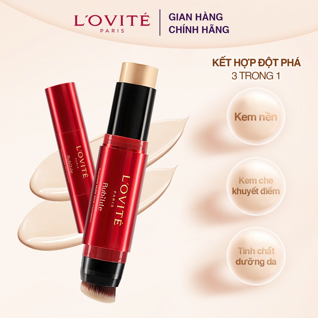 Kem nền L'ovite dạng thỏi Rubilite Traceless Matte Stick Foundation