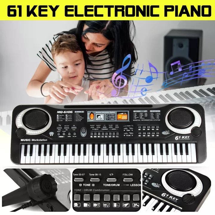 đàn piano,Đàn organ cho bé 61phím Tặng MiC hát karaoke siêu ngầu xử dụng pin hoặc cắm điện trực tiếp sử dụng nhiều lần