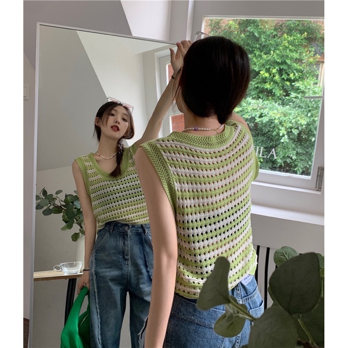 Áo lưới đan ba lỗ chất mongtogi đẹp mùa hè