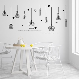 DECAL DÁN TƯỜNG CHÙM ĐÈN LIGHT TRẮNG ĐEN