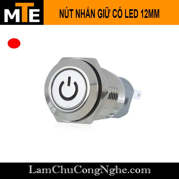 Nút nhấn giữ chống nước 12mm có LED 3-9V