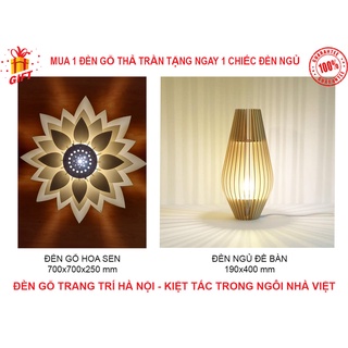 [Hàng xuất khẩu] Đèn gỗ trang trí hoa sen độc đáo thả trần (Full bộ sản phẩm)
