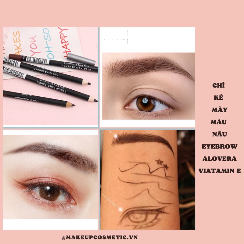 Chì Kẻ Mày Nâu Trang Điểm Tự Nhiên Thành Phần Vitamin E, Lô Hội - Eyebrow Pencil