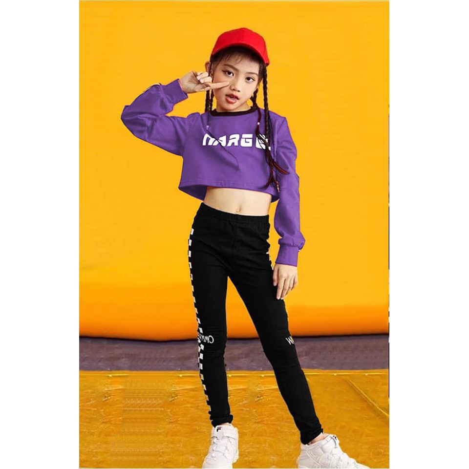 Bộ hip hop bé gái chất thun cotton sang chảnh sành điệu 5 màu phối như hình