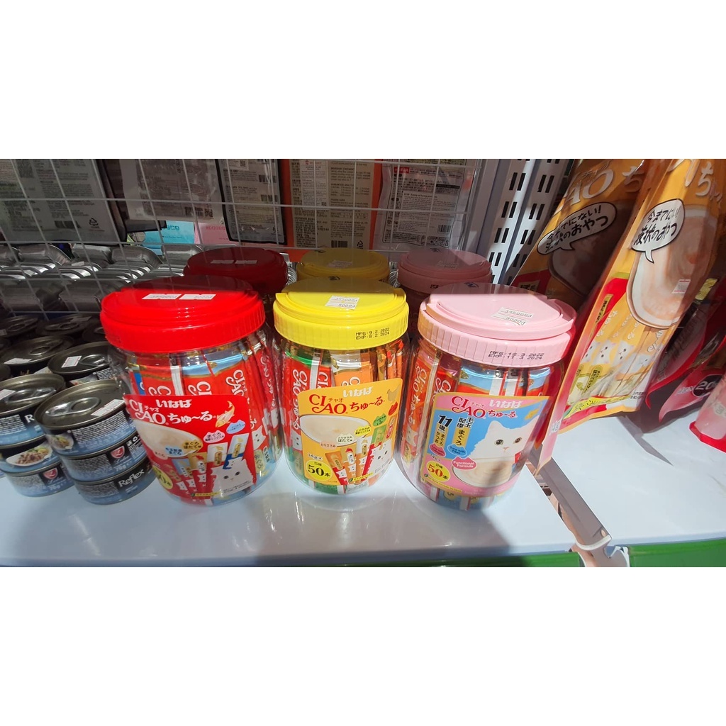 Hũ 50 thanh súp thưởng Ciao Churu Thái dinh dưỡng snack cho cho mèo chó - 50pcs * 14