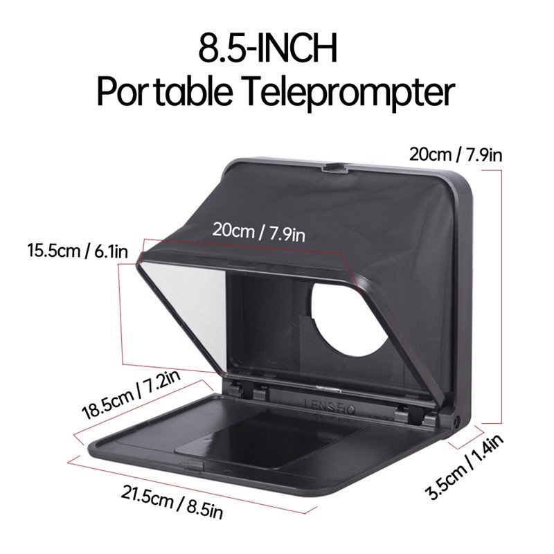 Máy Nhắc Chữ Mini Cho Biên Tập Viên, MC Truyền Hình Dùng Cho Điện Lensgo Teleprompter TC7 (Black) - Hàng Chính Hãng