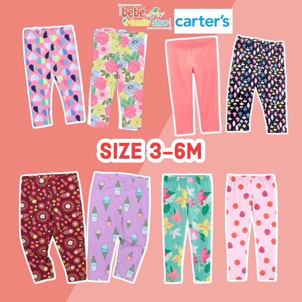 [Size 3-6M] Quần dài Legging Carters cho bé gái từ sơ sinh đến 5 tuổi/ Quần legging bé gái xuất dư - bebefamilyshop- QGC