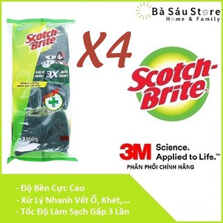 Combo 12 [Miếng Rửa Chén] 3X [Siêu Sạch] [Siêu Bền] Scotch-Brite 3M - CR-3X - Ba Sau Store