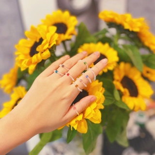 Nhẫn hạt cườm pha lê nhiều màu lấp lánh - Handmade